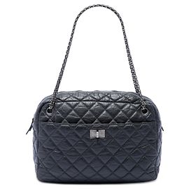 Borsa Camera Reissue Chanel in pelle di vitello invecchiata trapuntata nera grande Nero