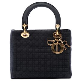 Dior Black Medium Nylon Microcannage Lady Dior Black