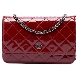 Chanel Red CC gesteppte Lackleder Wallet on Chain Rot Bordeaux