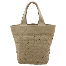 Bottega Veneta Beige Canvas Intrecciato Webbing Open Tote Beige