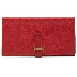 Hermès Red Epsom Bearn Wallet Red