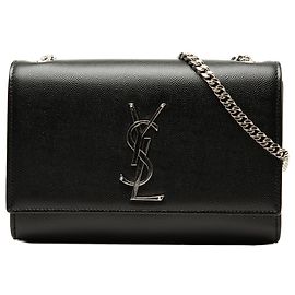 Borsa a tracolla Kate monogramma in pelle granulata nera di Saint Laurent Nero