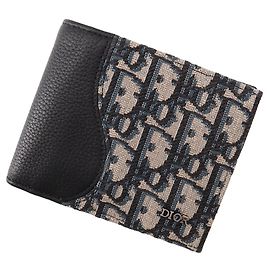 Christian Dior Bi-fold Wallet Black Beige