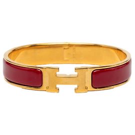 Hermès Hermes Click H PM Emailarmband Rot Golden
