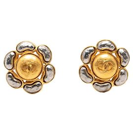 Orecchini clip Chanel Coco Mark Vintage Argento D'oro