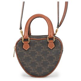Céline Celine Triomphe Heart Leather Handbag Brown
