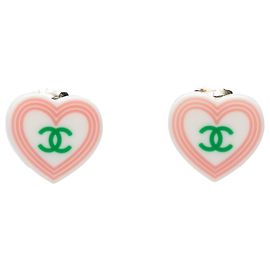 Pendientes Chanel Coco Mark Heart Blanco