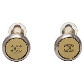 Orecchini a clip vintage Chanel Coco Mark Argento D'oro