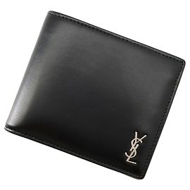 Yves Saint Laurent Bi-fold Leather Wallet Black