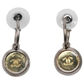 Orecchini a cerchio Coco Mark Vintage Chanel Argento D'oro