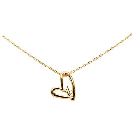 Louis Vuitton Gold Plated Heart Pendant Necklace Golden