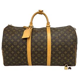 Louis Vuitton Keepall 50 Monogram Boston Bag Brown