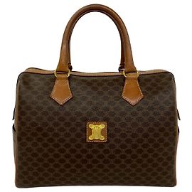 Céline CELINE Macadam Leather Handbag Brown
