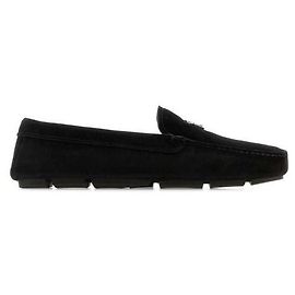 Prada Suede Triangle Logo Driving Shoes Black