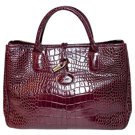 Bolsa de mão Longchamp Roseau em couro texturizado Roxo