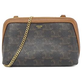 Céline Bolsa de ombro com corrente Celine Marrom