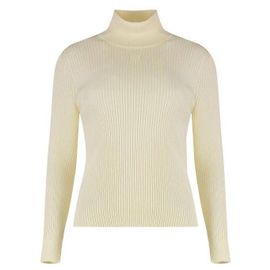 Céline Pull en laine à col montant Blanc