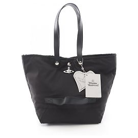 Vivienne Westwood Canvas Leather Tote Bag Black