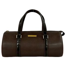 Burberry Leather Handbag Boston Bag Metallic Bronze