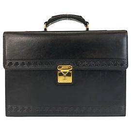 Gianni Versace Leather Briefcase Black