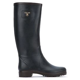 Céline Rain Boots In Natural Rubber Black