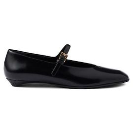 Prada Brushed Leather Mary Jane Ballerina Black