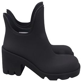 Burberry Marsh Ankle Rain Boots in Black Rubber Black
