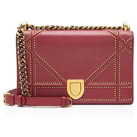 Pequena bolsa de ombro Diorama em couro de bezerro com tachas Dior Vermelho