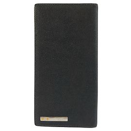 Cartier Santos Black Leather Long Wallet Black
