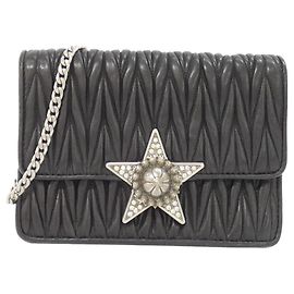Borsa a tracolla in pelle Miu Miu Nero