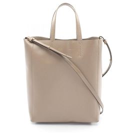 Céline CELINE Cabas Vertical Small em couro Bolsa Tote 2way Marrom Bege