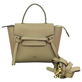Céline CELINE Belt Bag Leather 2way Handbag Brown Beige
