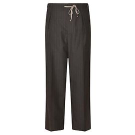Maison Martin Margiela Pantalones de lana con raya diplomática y cordón ajustable Gris