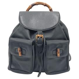 Gucci Bamboo Leather Backpack Black