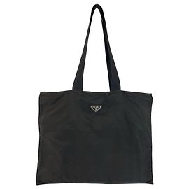 Sac cabas Prada Nylon Tessuto Triangle Logo Noir