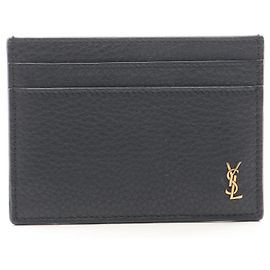 Yves Saint Laurent Saint Laurent Paris Tiny Cassandra Leather Card Case Black