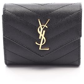 Yves Saint Laurent Saint Laurent Paris Cassandra Leather Wallet Black