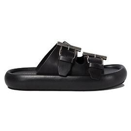 Alexander Mcqueen Double Buckle Leather Sandals Black