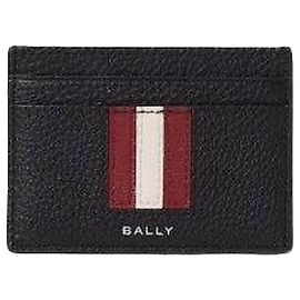 Bally Ribbon Leather Card Case Black Black