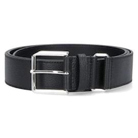 Givenchy Black Grained Leather Belt Black