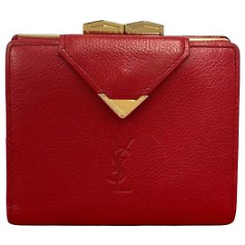 Yves Saint Laurent Leather Wallet Red