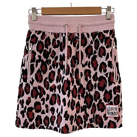 Falda de algodón Kenzo estampado leopardo Rosa