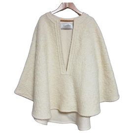 Valentino Wool Cape Coat White Eggshell