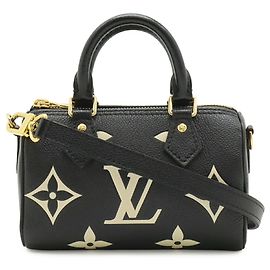 Bolsa Louis Vuitton Monogram Empreinte Nano Speedy Preto Multicor Bege Monograma