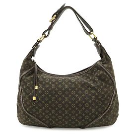 Bolsa de Ombro Louis Vuitton Monogram Mini Lin Manon MM Marrom Damier ebene