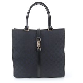 Borsa Tote Gucci Jackie GG Canvas Nero