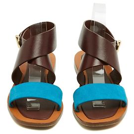 Celine Sandales 2 tons EU38.5 Phoebe Philo 2 tones Flat Sandals UK5.5 US8 Céline Marron Bleu