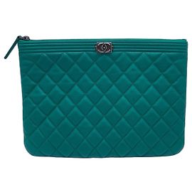 Chanel Gesteppte Lammleder Clutch - Grün Grün