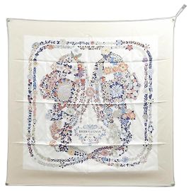 Hermès Sciarpa Hermes Brides de Gala en Fleurs Bianco Multicolore