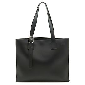 Bolsa tote horizontal com fivela Anagram Loewe Preto Branco